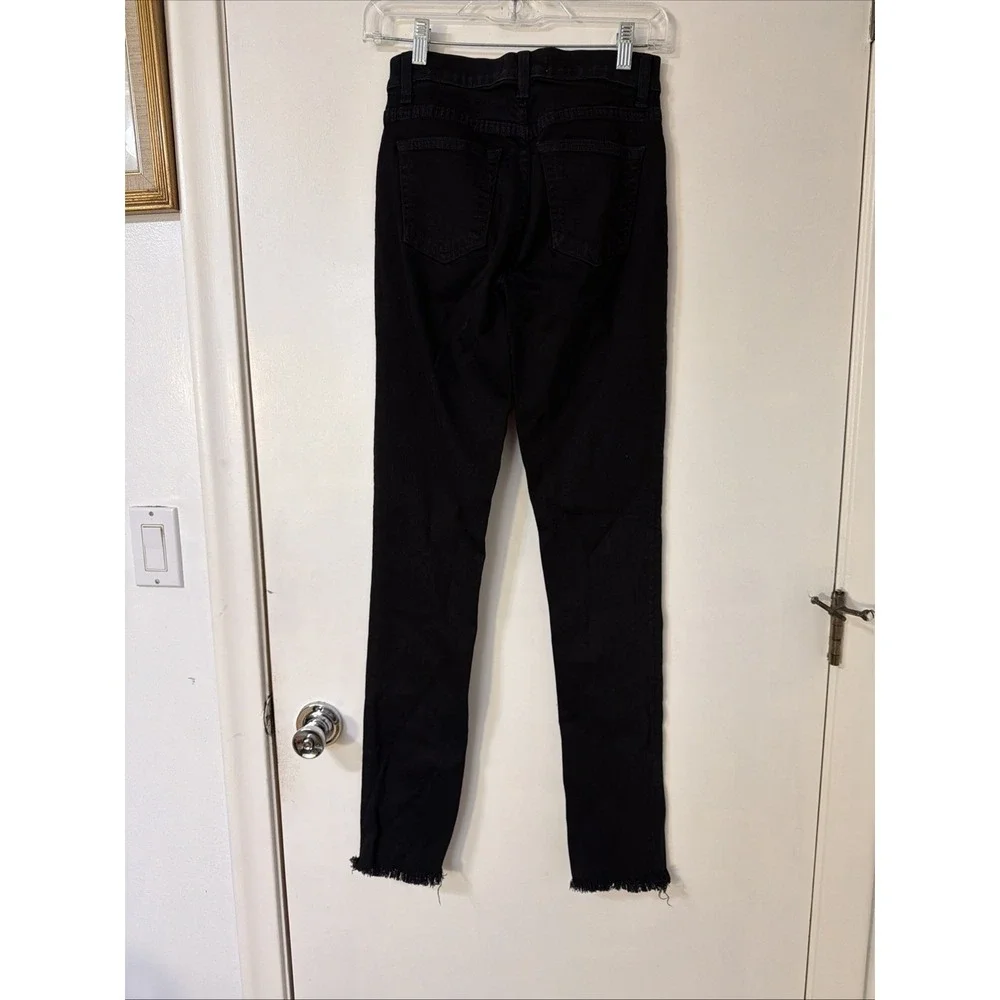 REFORMATION‎ Sz 25 Riley Jeans Black Raw Hem High Rise Skinny
